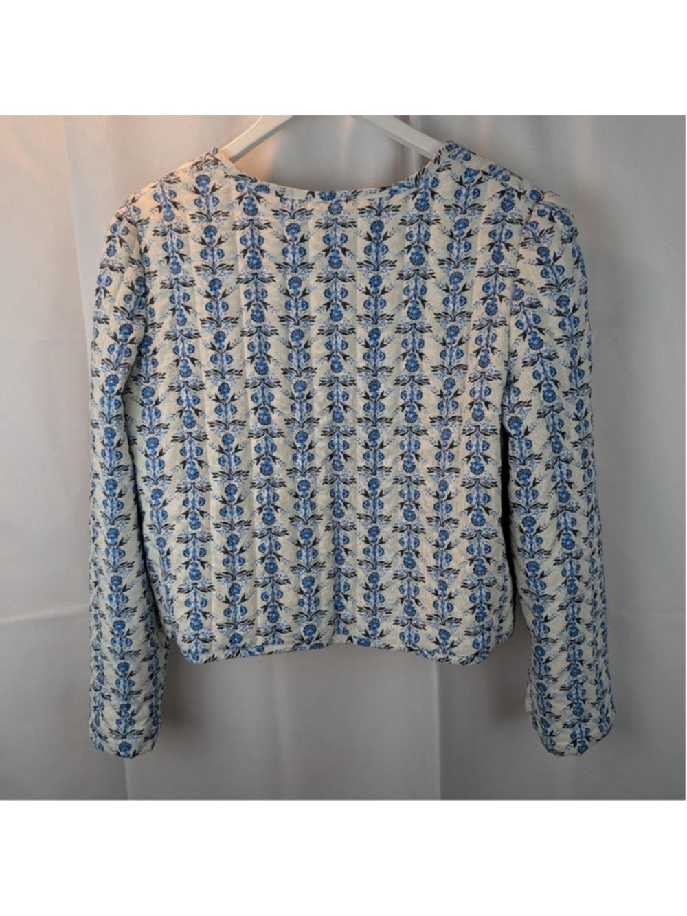 House Of Harlow Floral Blue and White Women's Jacket Size L New No Tags - Picture 7 of 11
